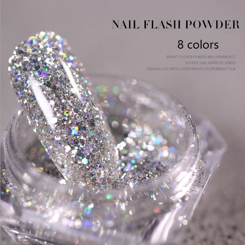 Best of Nail Art DIY New Hot Platinum Powder 3D Mixed 8 Color Nail Dust Sets Glitter Siliver Sequins Flakes Manicure Decoration Reviews & Tips