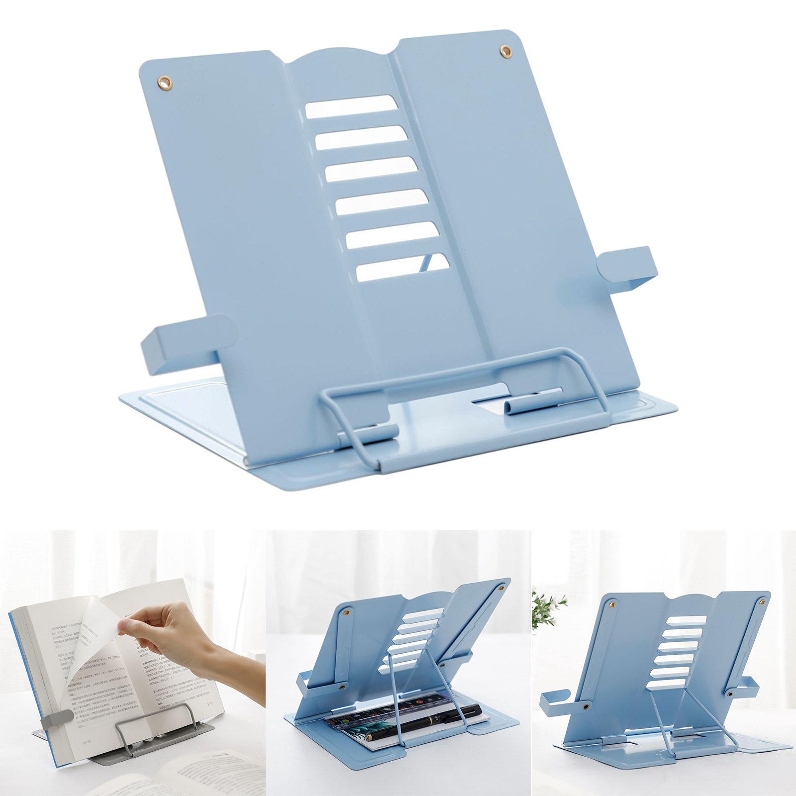Desk Metal Adjustable Book Stand Reading Holder with 6 Adjustable Positions for Textbooks Music Books Cookbook