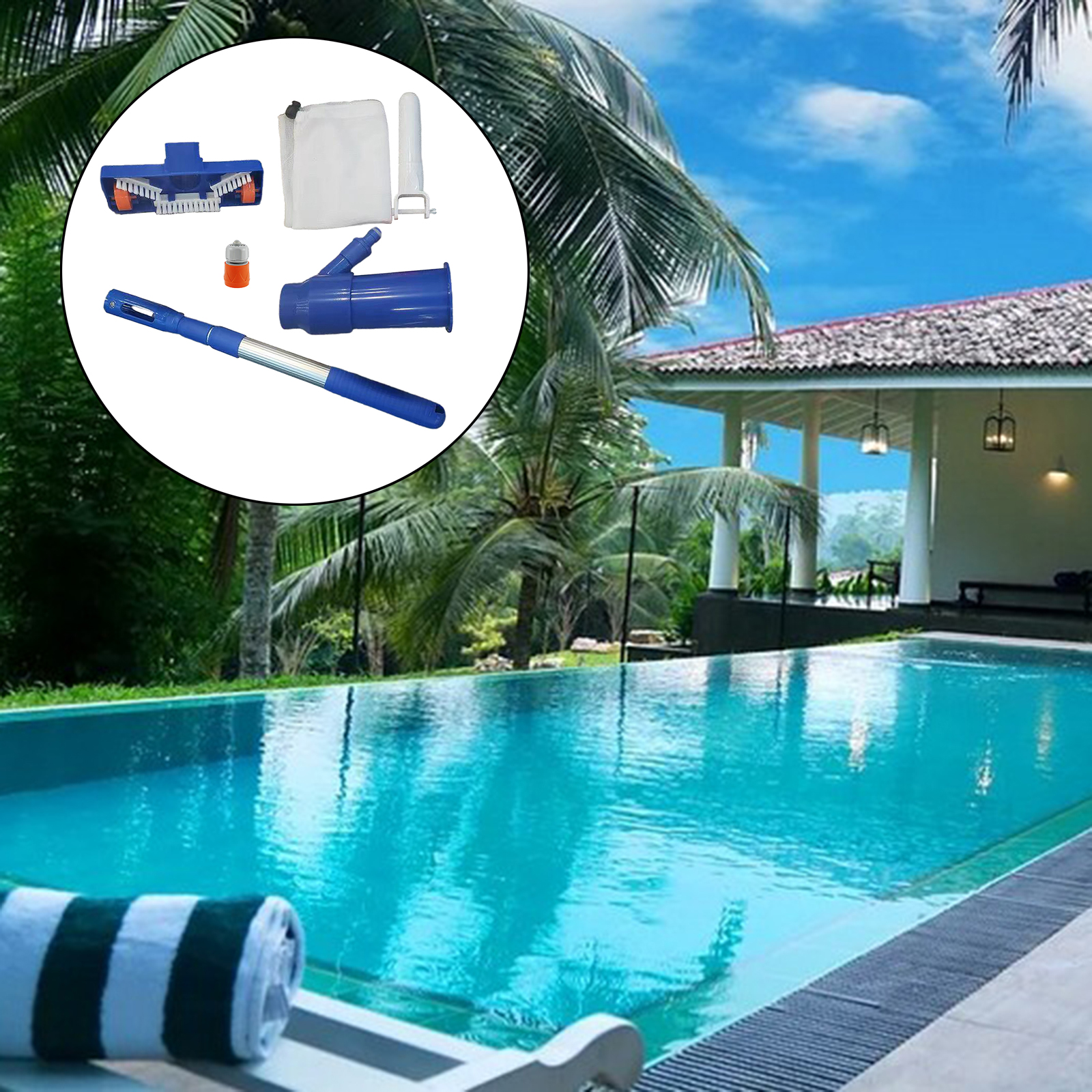 Swimming Pool Cleaning Set Fine Mesh Net Water Vacuum Spray Handle Skimmer Net Fountain Pond Accessories Cleaner Tool