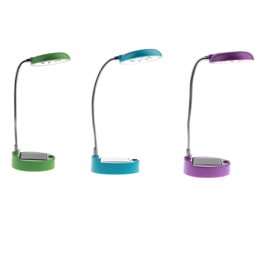 Solar LED Desk Lamp, Flexible Eye-Caring Table Lamp & USB Charing Port, Night Light for Office/Bedroom- Blue/Purple/Green Color