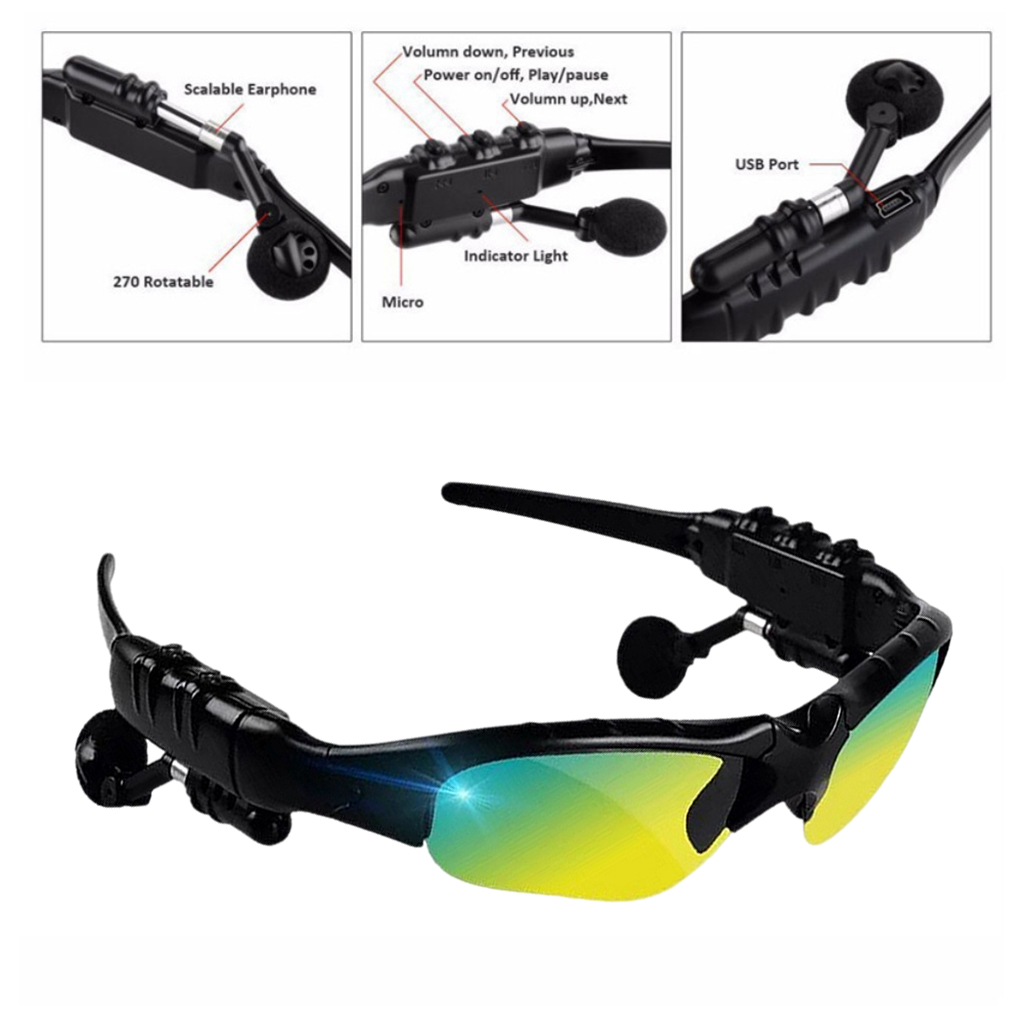 Wireless Sports Bluetooth 4.2 Sunglasses Polarized Glasses Headset Headphone for Running