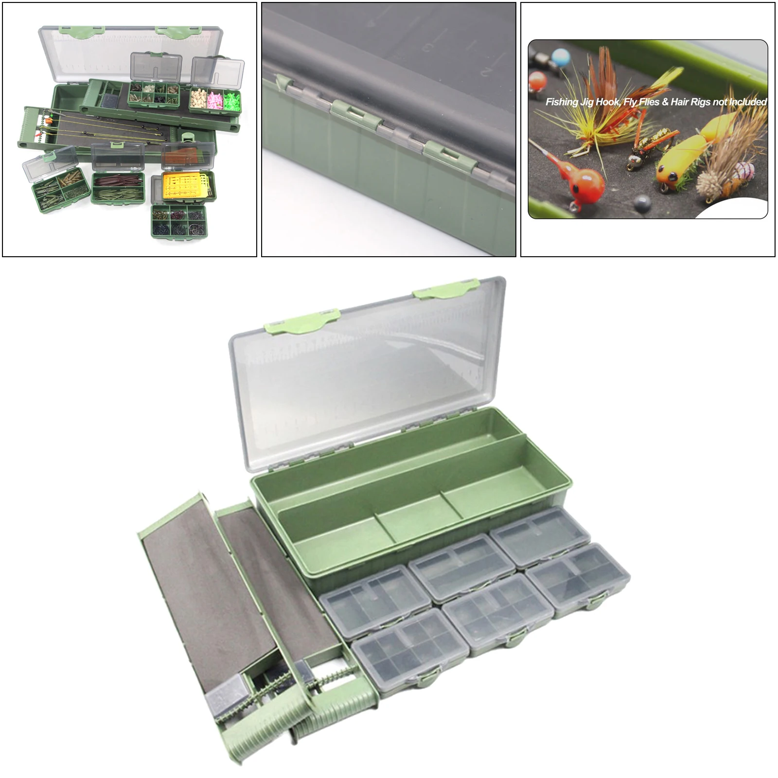 Plastic Carp Fishing Tackle Box Rig and Zig Storage Box Organizer Container Compartments Box Bait Fishing Tools