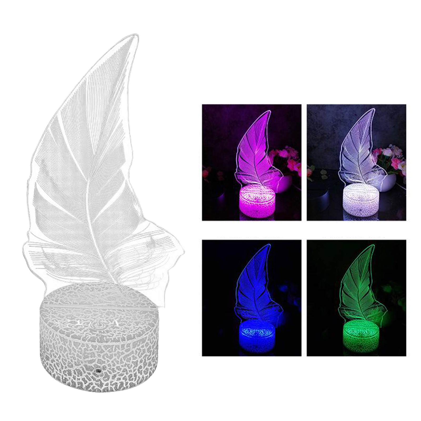 Plant Night Light 3D Illusion Lamp, USB LED Desk Table Lamp 7 Color Changing Touch Sensor Nightlight for Kids Birthday Gifts