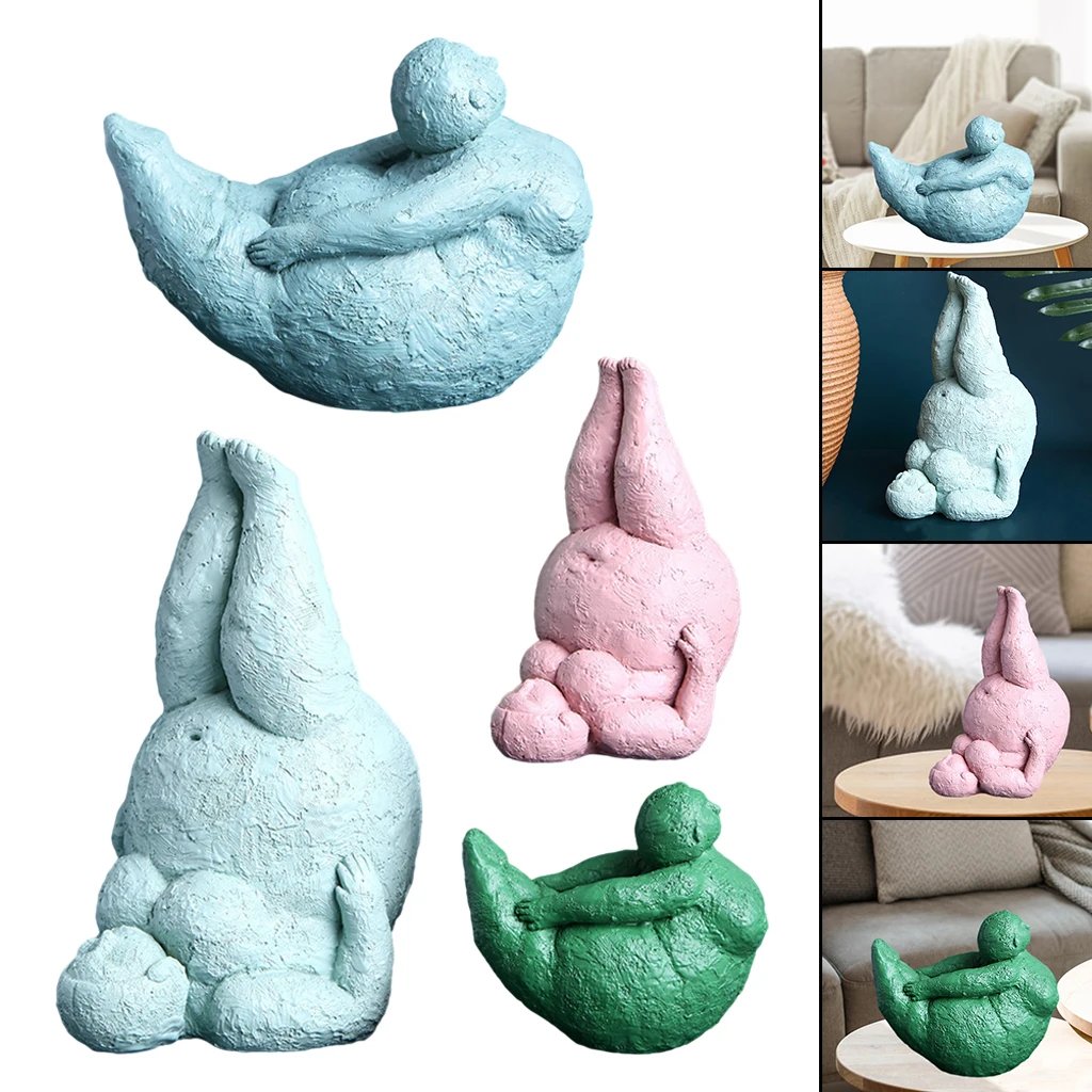 Home Decor Abstract Fat Lady Figurines Resin Art Woman Sculpture Tabletop Souvenirs Resin Sculpture Yoga Poses Resin