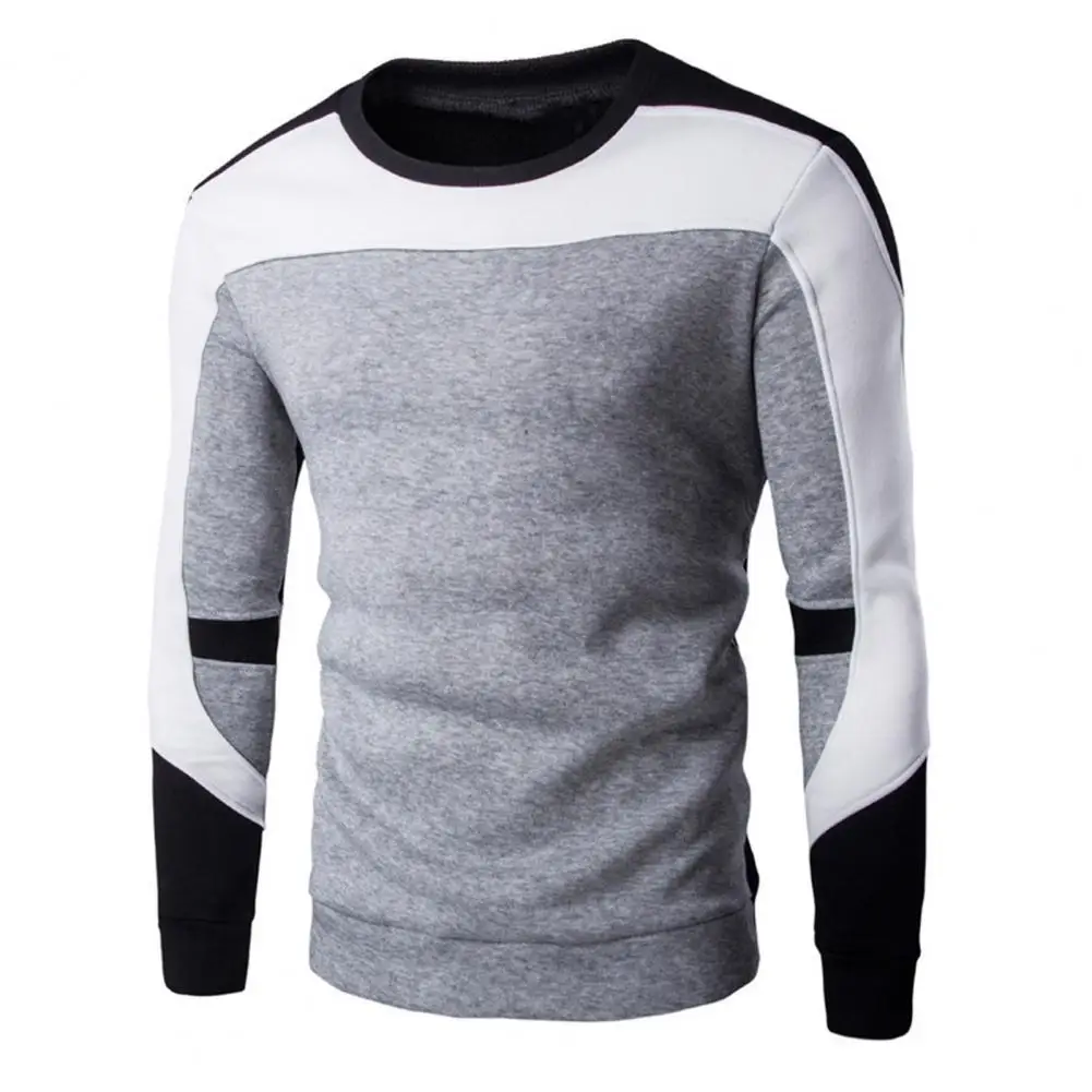 Men Cotton Sweater Spliced Pullovers Contrast Colors Patchwork Plush Thicken All Match Warm Autumn Sweatshirt for Work Outwear black turtleneck mens