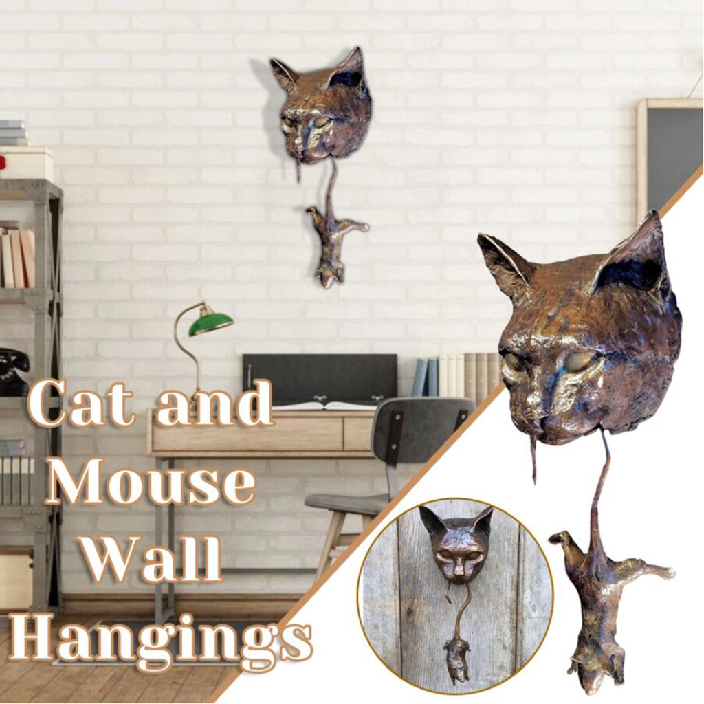 Cat Wall Hanging Statue Entry Door Home Sculpture Indoor Outdoor Decor