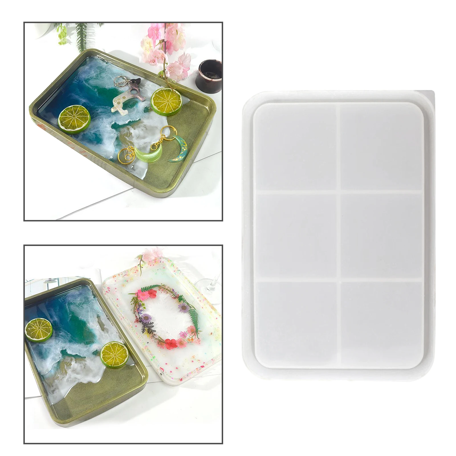 2 Tiers Fruit Tray Fruit Dish Tea Tray Silicone Mould with Tray Stand DIY Coaster Epoxy Crystal Resin Casting Mold for Cupcakes Fruits Dessert Home Decoration Craft 