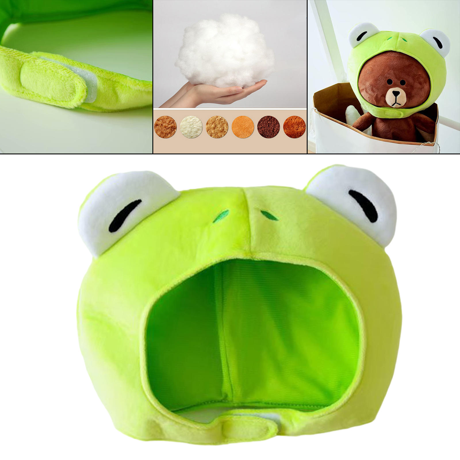 Plush Frog Hat Dress up Animal Big Ears Cute Funny Novelty Cartoon caps Photo Props for Winter Skiing Halloween Cosplay Adults