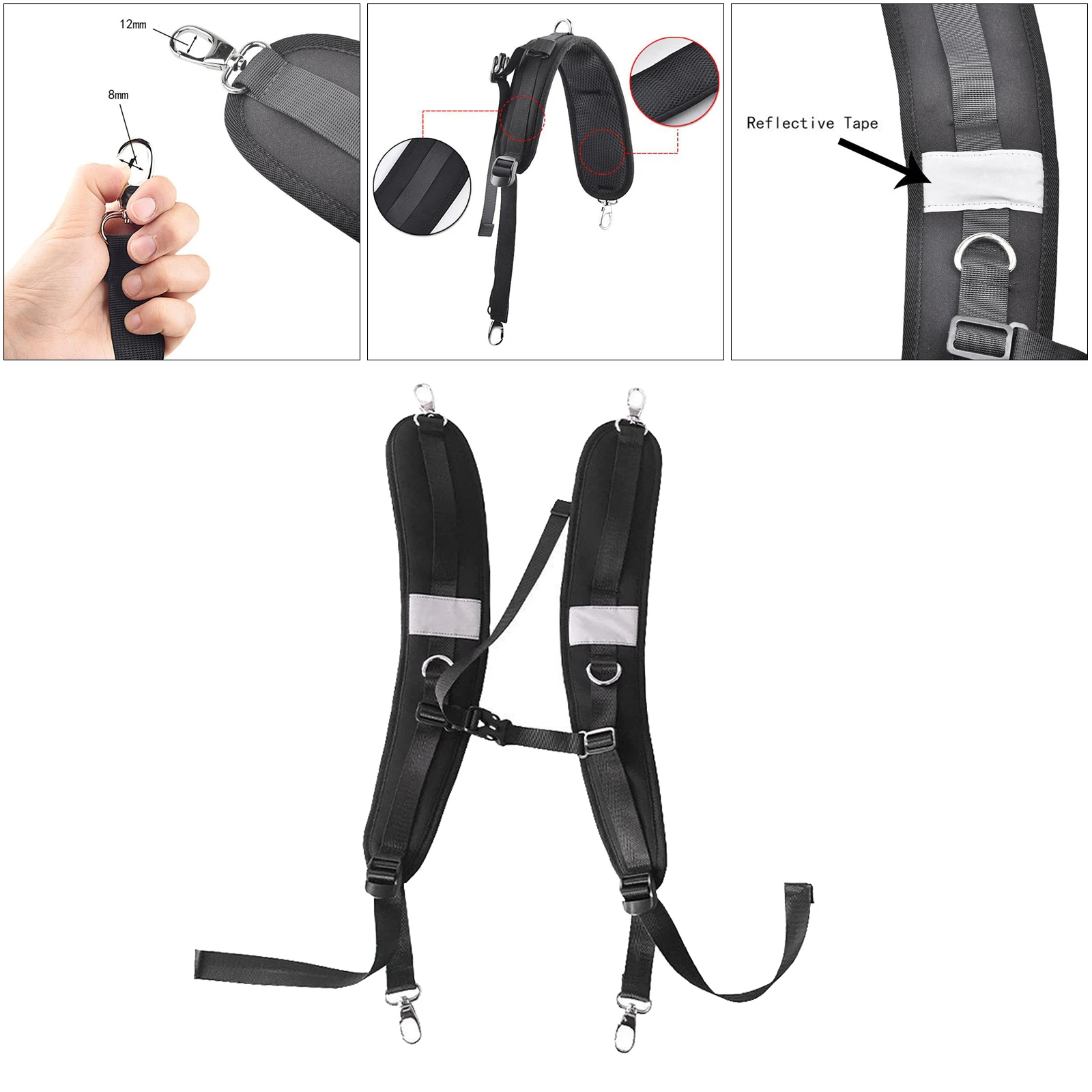 1 Pair 2-3 feet Waterproof Adjustable Shoulder Strap with Hooks Replacement for Backpack Bag Shoulder Straps Drifting Sport