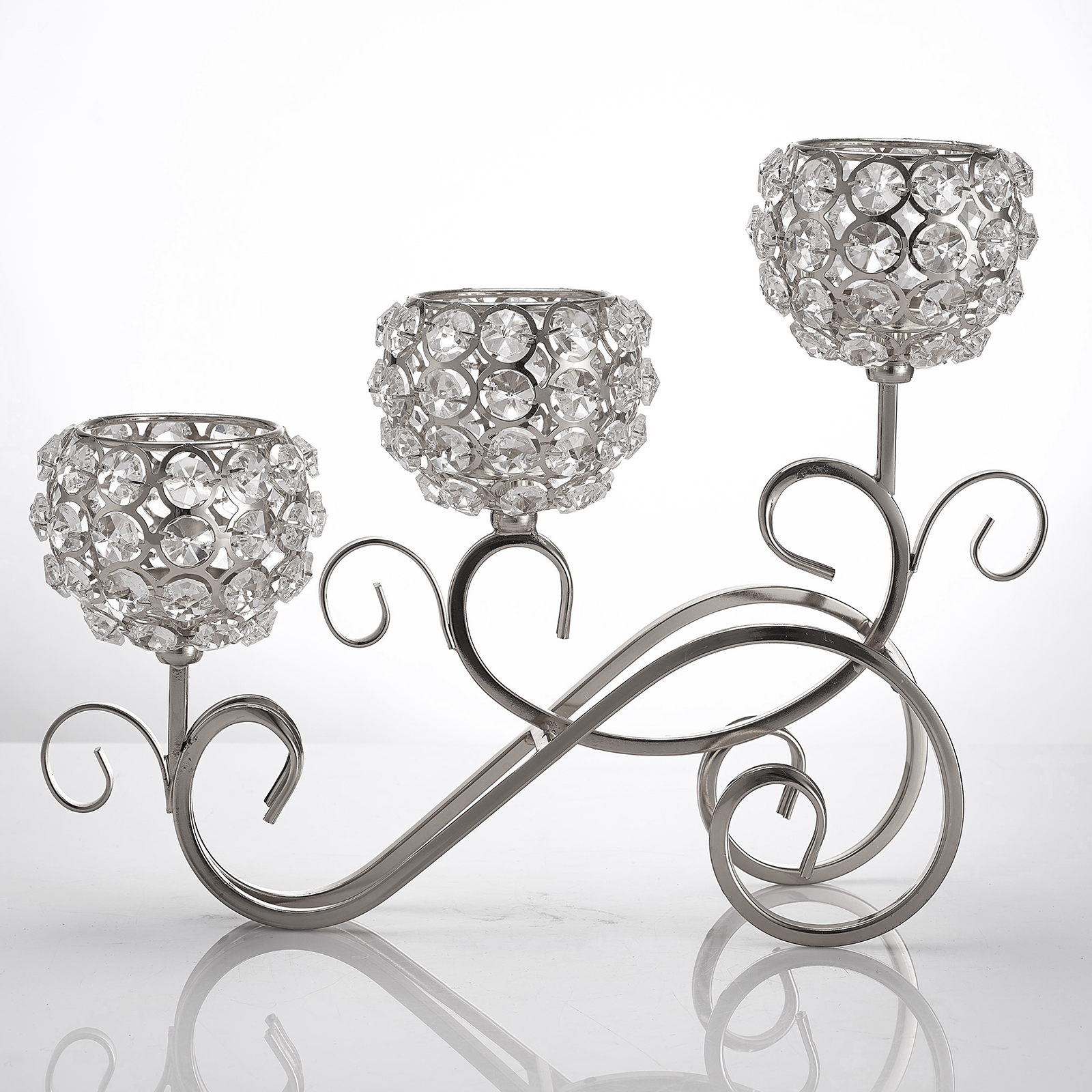 Crystal Candle Holder 3 Arms Candelabra Wedding Table Ornament Candlelight Goblet Candle Holder Home Ornament