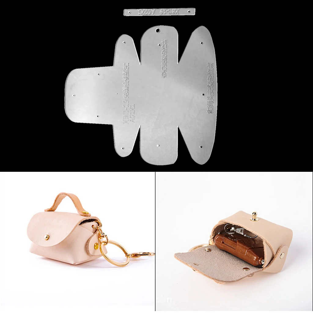 2 Pieces Leather Craft Mini Coin Bag Purse Pattern Transparent Acrylic Template Stencils