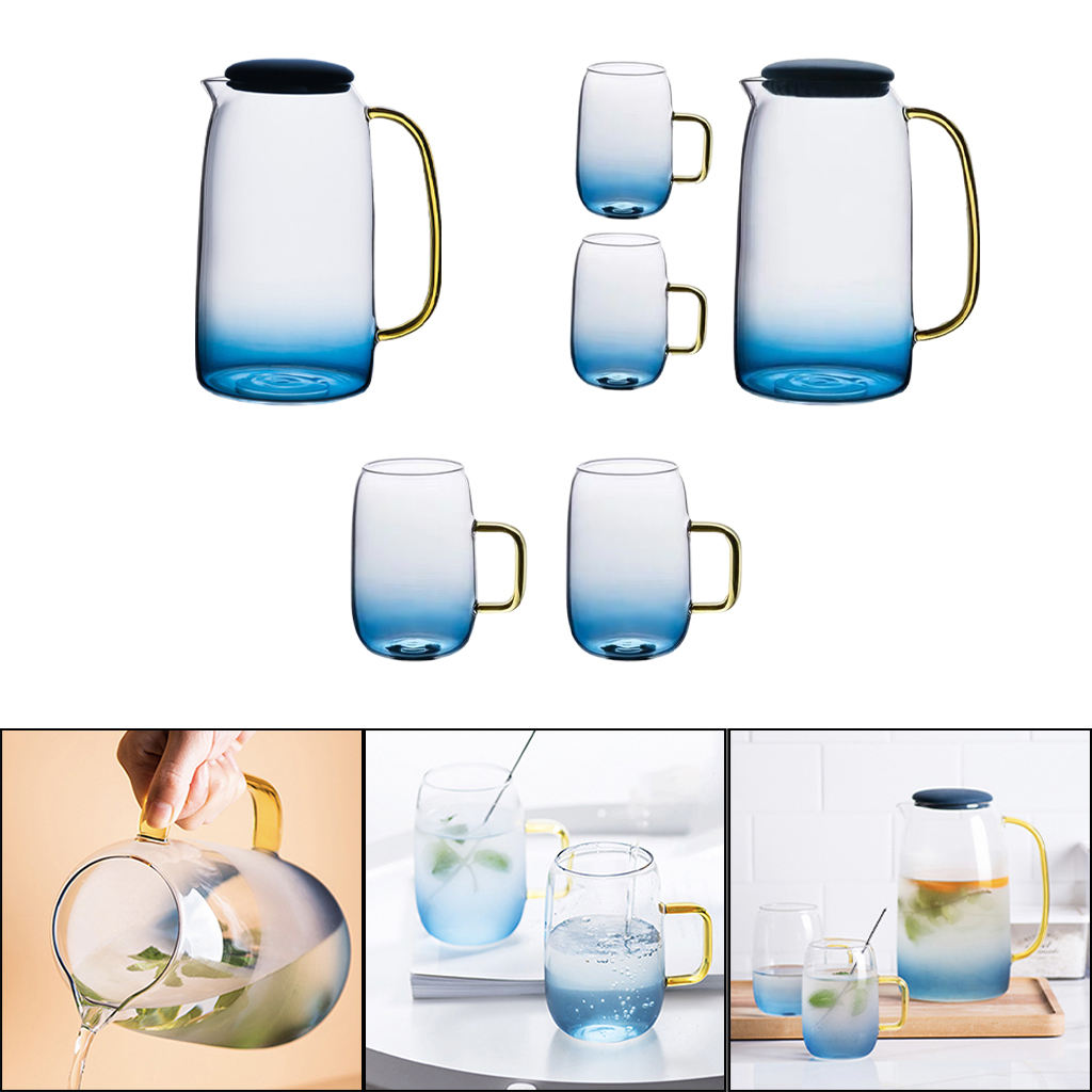 Beverage 1400ml Water Pitcher with Lid & Spout Drinking Cup Cold and Hot Water Carafe Jug with Handle for Coffee Tea Party