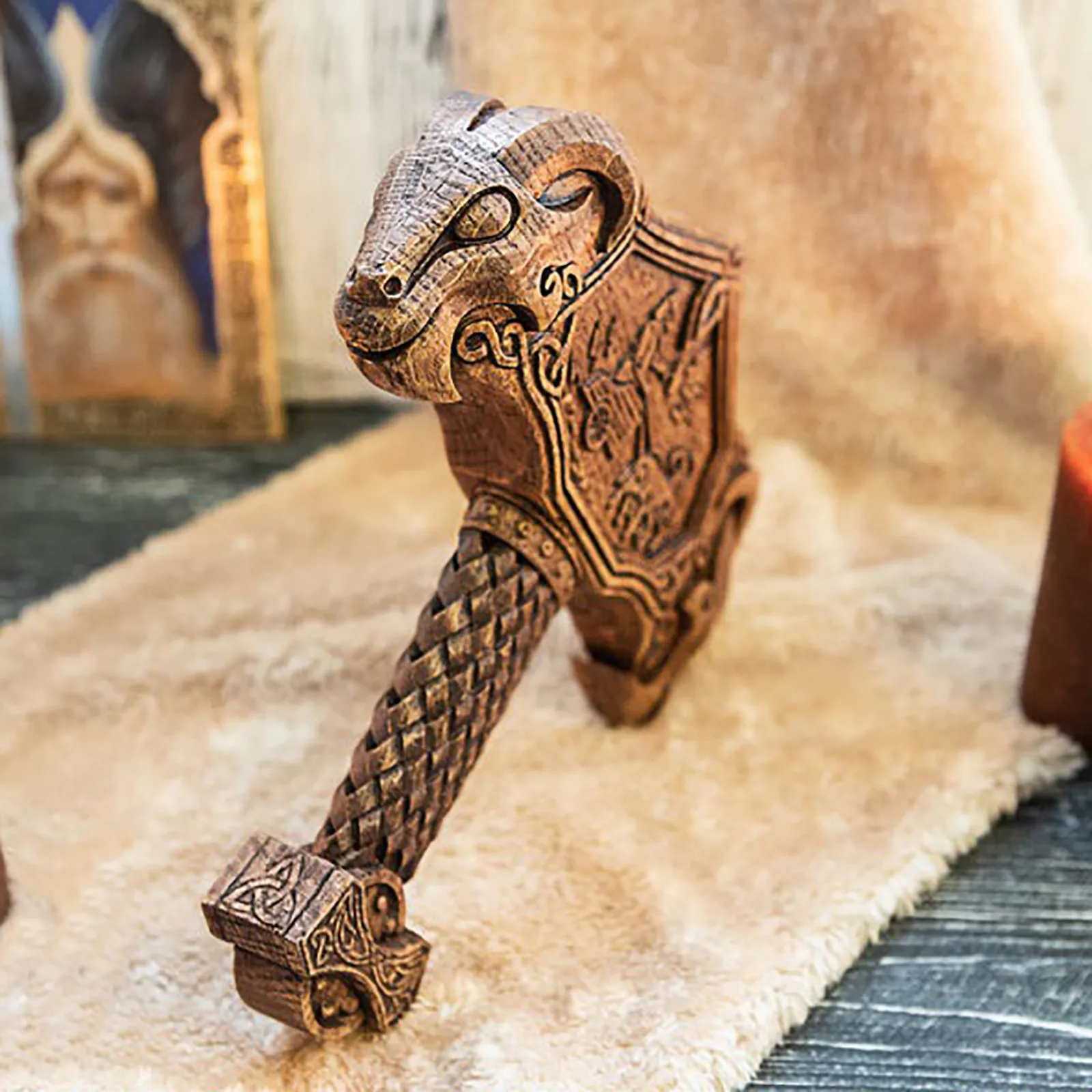 Ancient Nordic Hand-carved Celtic Artwork Sculpture Statue