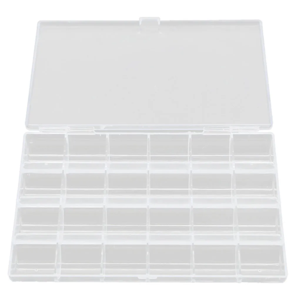 24 Grooves Safety Plastic Case Beads Display Jewelry Storage Container Empty