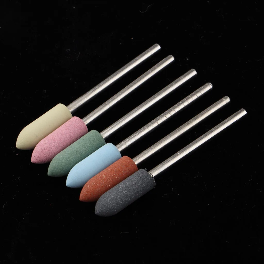 6 Pcs 3/32inch Nail Drill Bits Colored for Electric Manicure Pedicure Machine Nail Art Accessories