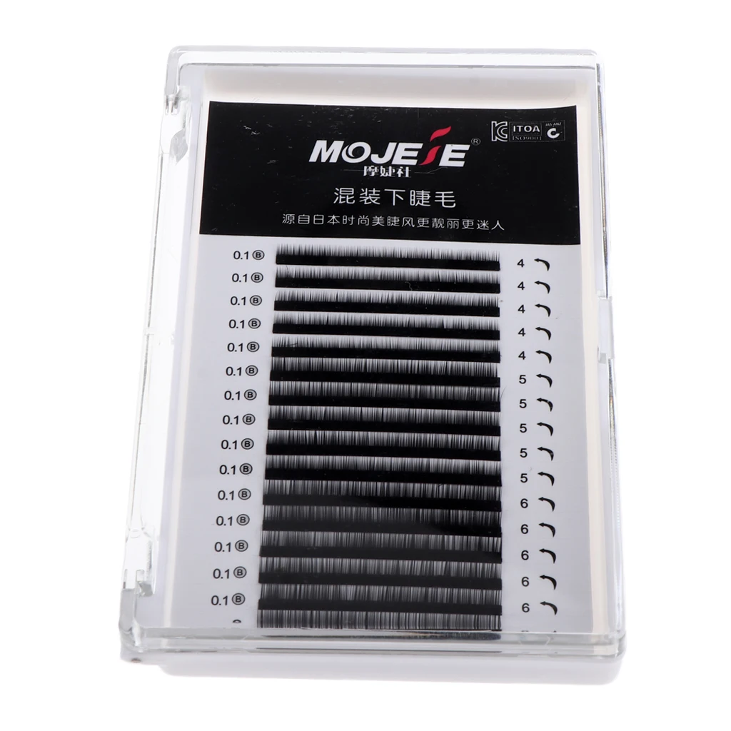 1 Box 4/5/6mm Mixed Lengths Natural Soft Lower Under False Eyelashes For Eyelash Extensions Practice Training