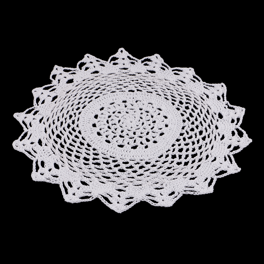 30cm Lace Table Placemat Flower Shape Hand Crochet Table Cover Doily Lace Doilies Placemat Mat Home Table Desk Kitchen Decor