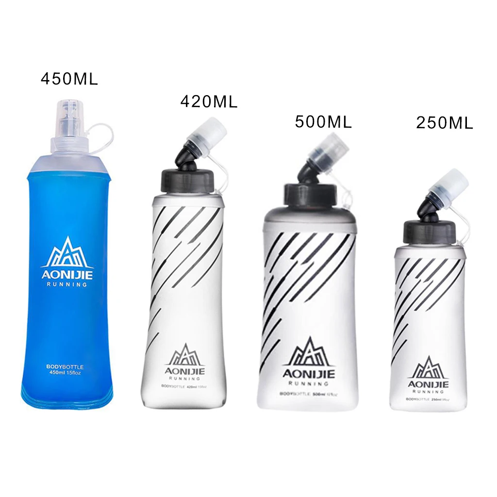 Foldable Water Bottle 250/420/450/500 Ml Portable Soft Flask for Running,