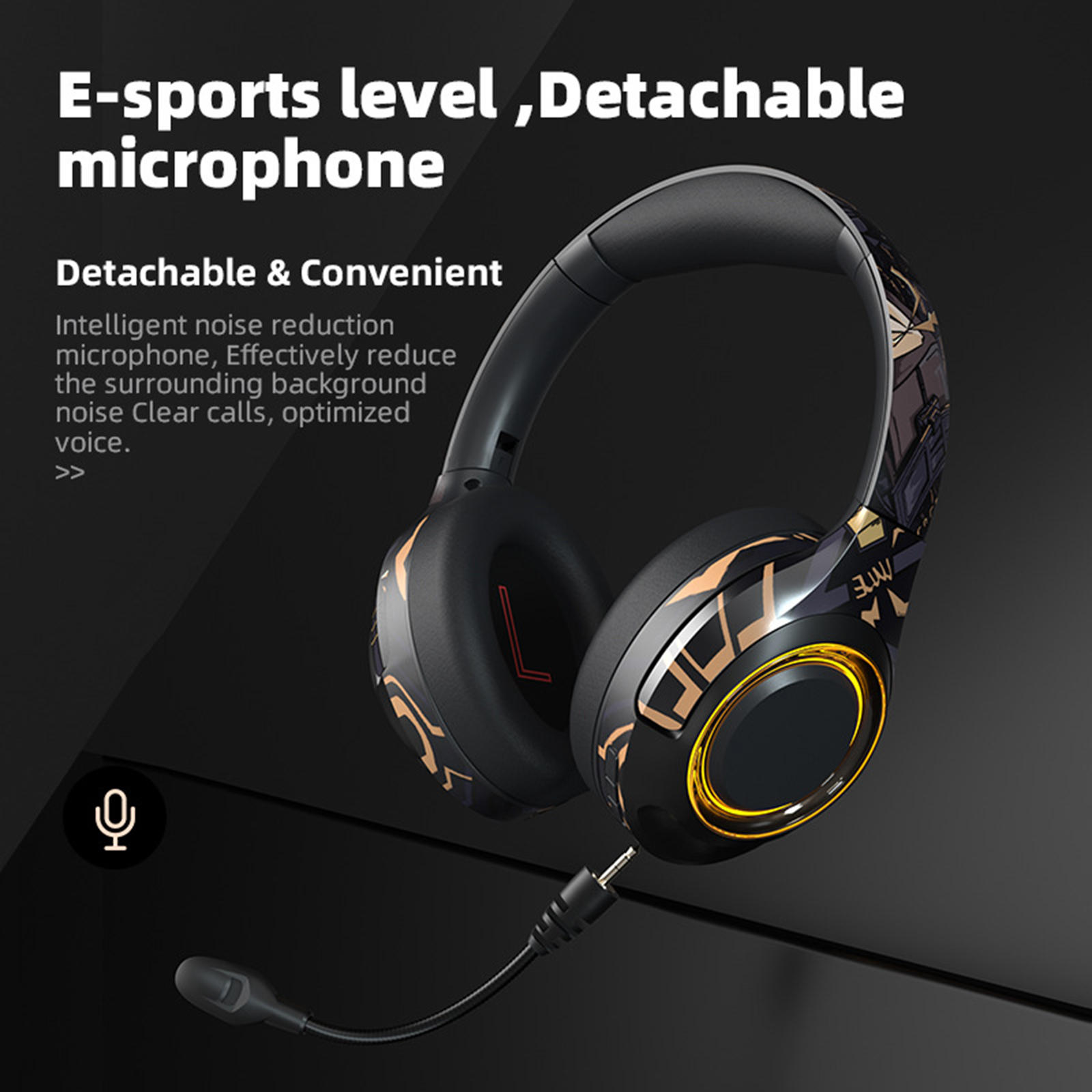 Wireless Bluetooth Headset With Detachable Mic For Pc Computer Laptop Wireless Gaming Headset Mic Headphone Rgb Light