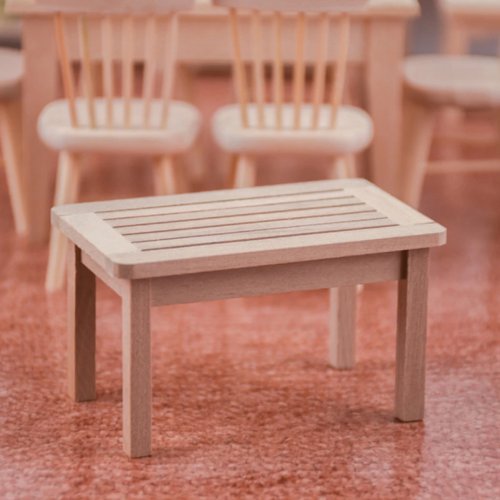 1:12 Miniatures Solid Wood Coffee Table Coffee Table, Dollhouse Accessories