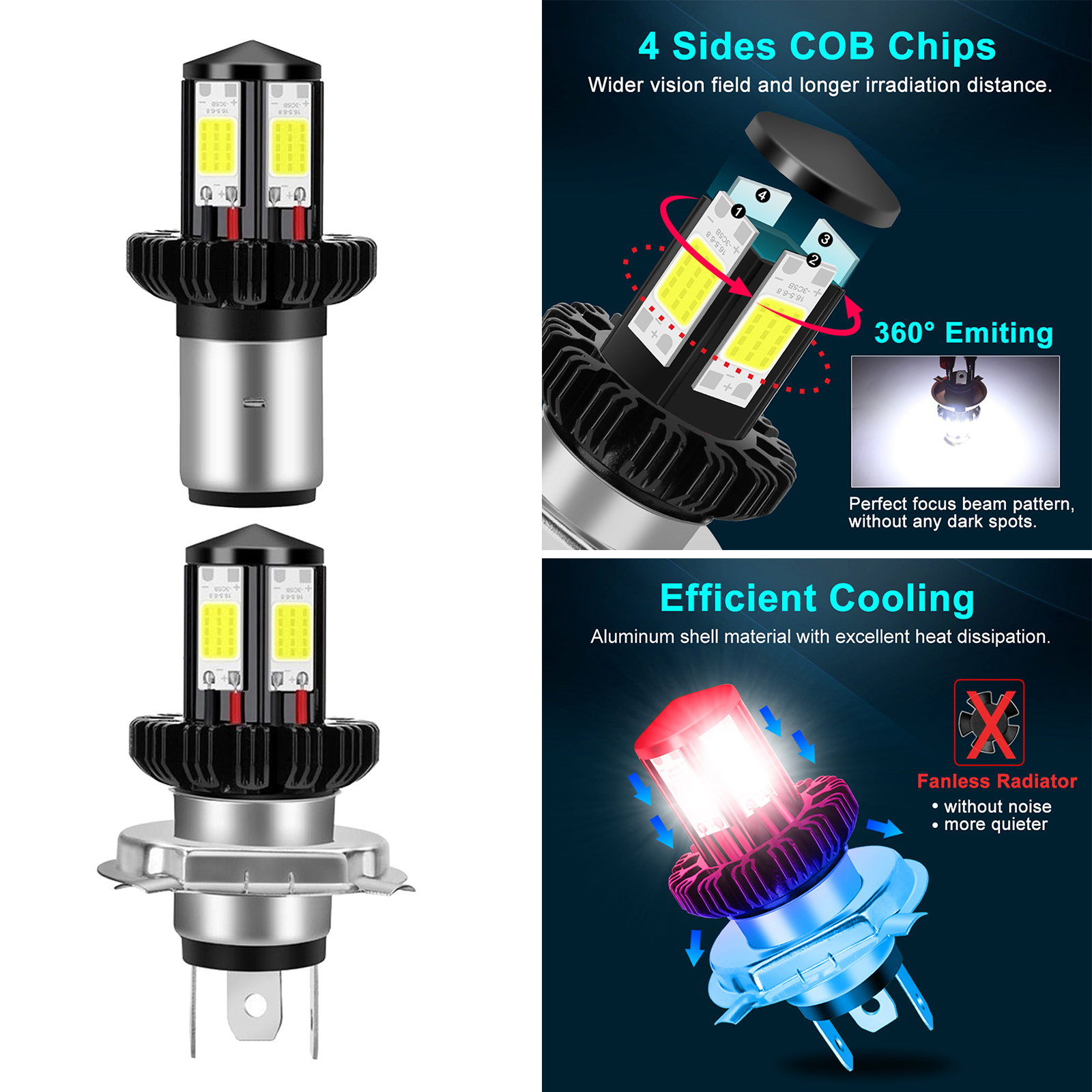 H4/ BA20D Motorbike Motorcycle Headlight Bulbs LED Conversion Kit 1200LM Easy install