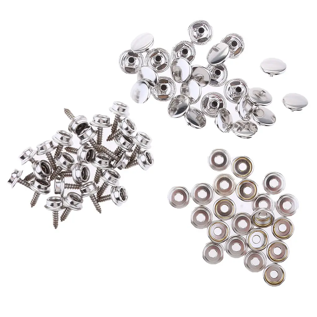 75Pcs Boat Marine Canvas Cover Snap Fasteners 15mm Screw Stud Button Socket