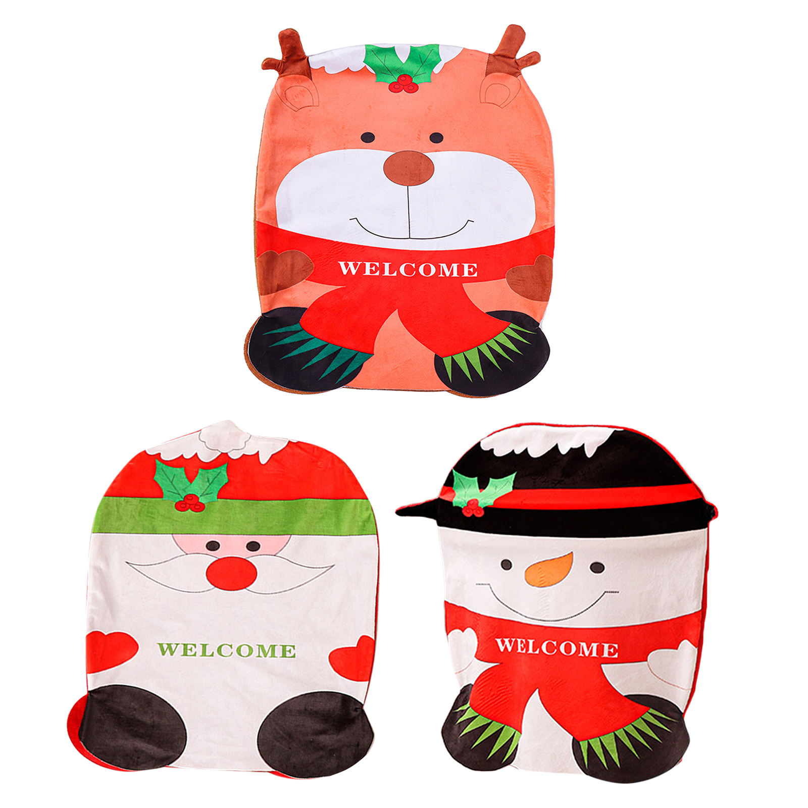 Christmas Chair Cover Lovely Design Suede Backrest Covers Elk Vivid Image Slipcover Decor Seasonal Snowman for Party