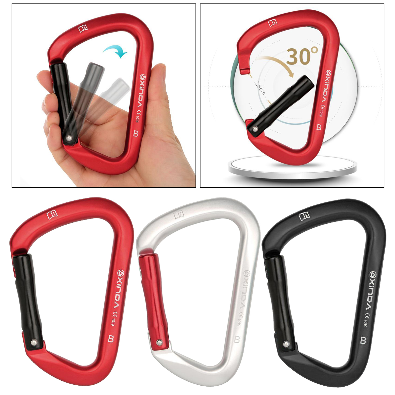 25KN Climbing Carabiner Heavy Duty 7.5x11.3 cm Outdoor Auto Locking Carabiners Karabiner Dog Leash Swing D-Ring Accessories