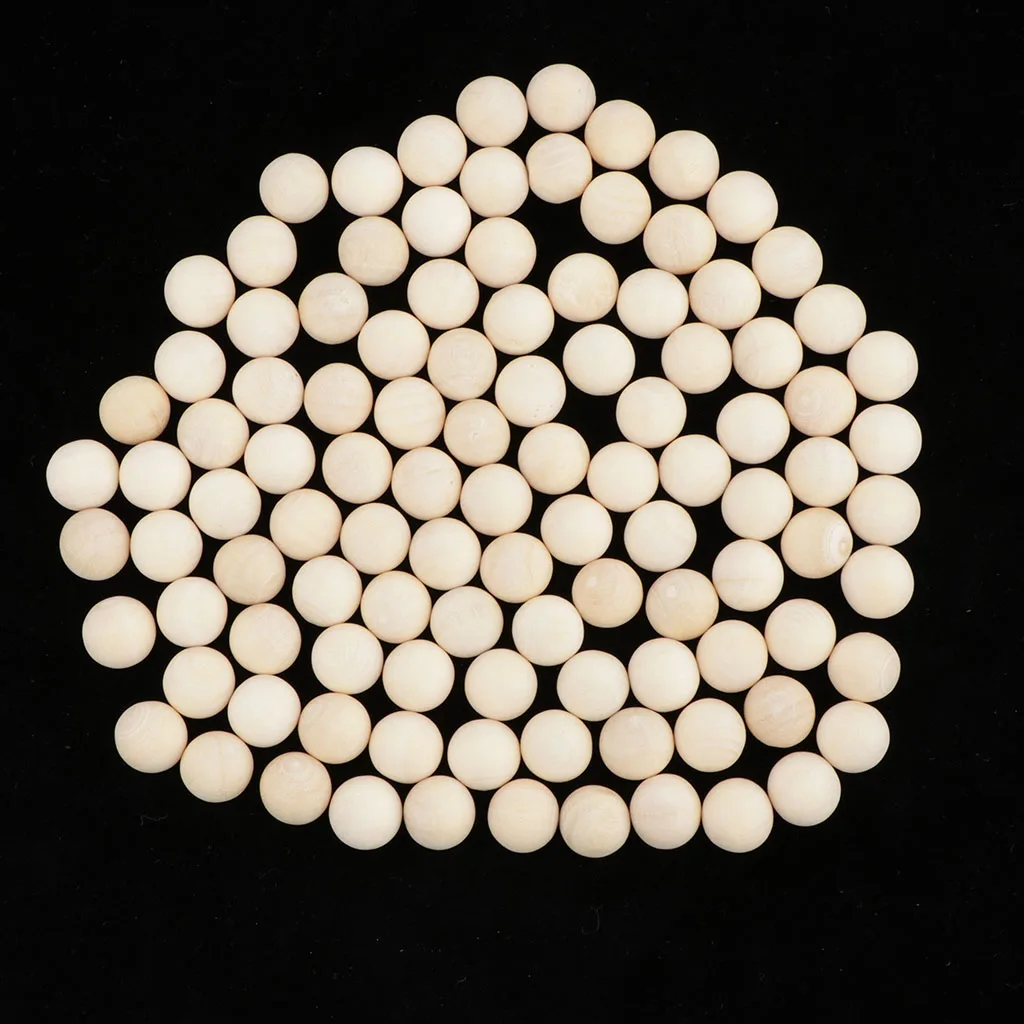 100 pcs Hardwood Balls - Natural Solid Wood Balls Beads for Crafts - 10mm Dia.