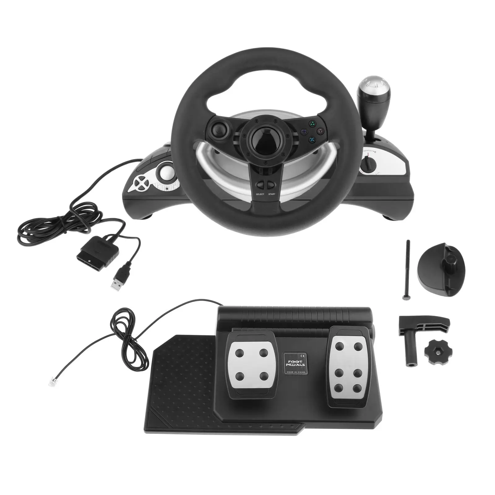 Racing Wheel, 270 degree Universal Usb Car Racing Game Steering Wheel with Pedal for PS3/PS2 console