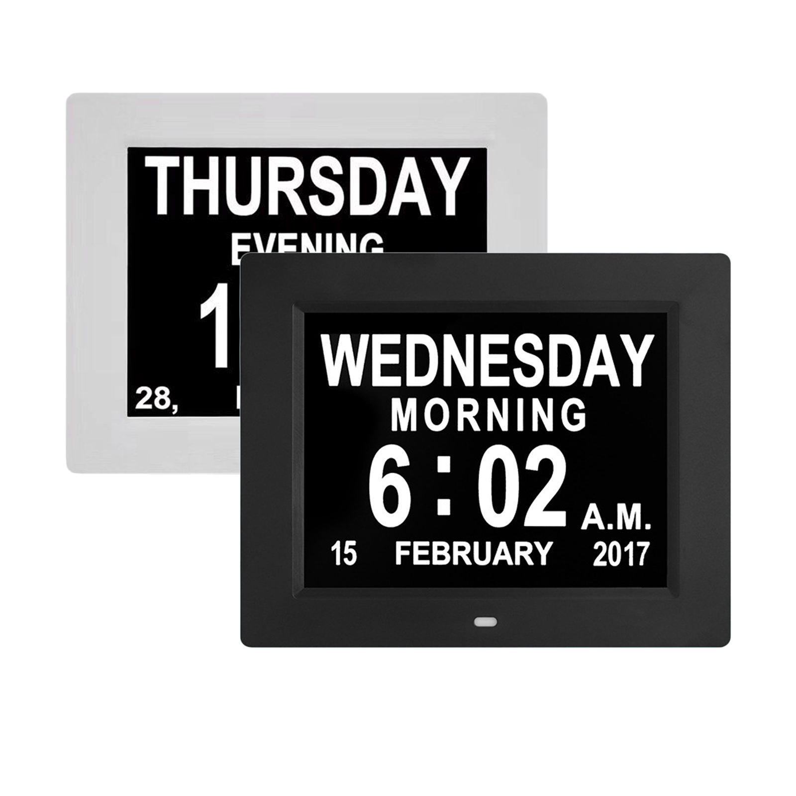 Digital Day Clock Photo Frame Custom Alarms Auto Dimmable 5 Daily Alarms Helps for Elderly Memory Loss Dementia or Kids EU