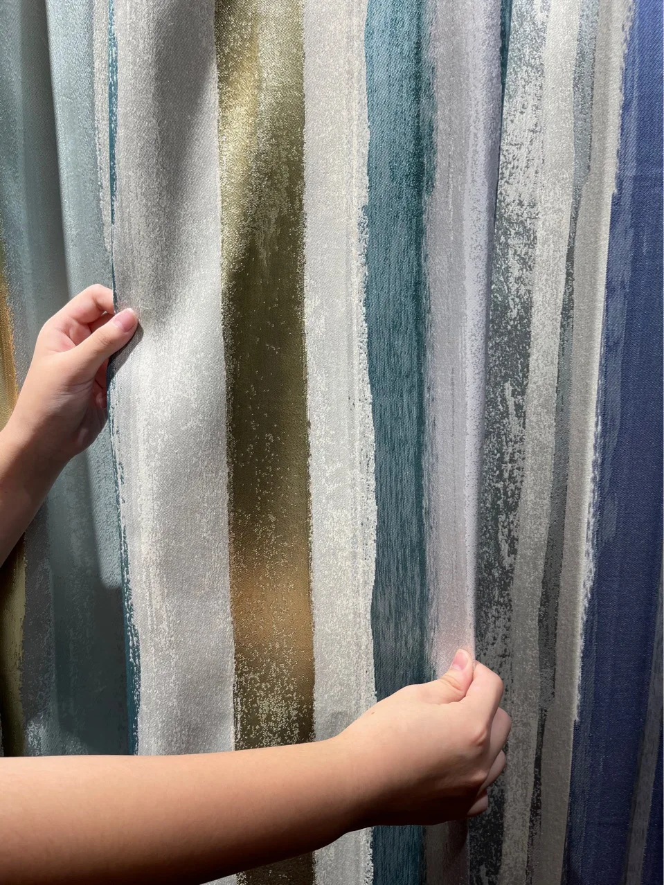 High-end High-precision Jacquard Color Stripe Stitching Gradient Curtains for Living Room and Bedroom Customized Products Curtains classic