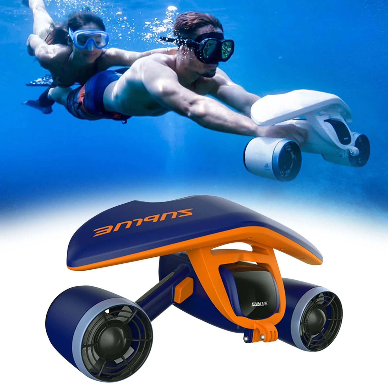 Underwater Scooter 40-Meter Waterproof Double Propeller Scuba Thruster Diving Freediving Snorkeling Booster Support for Action