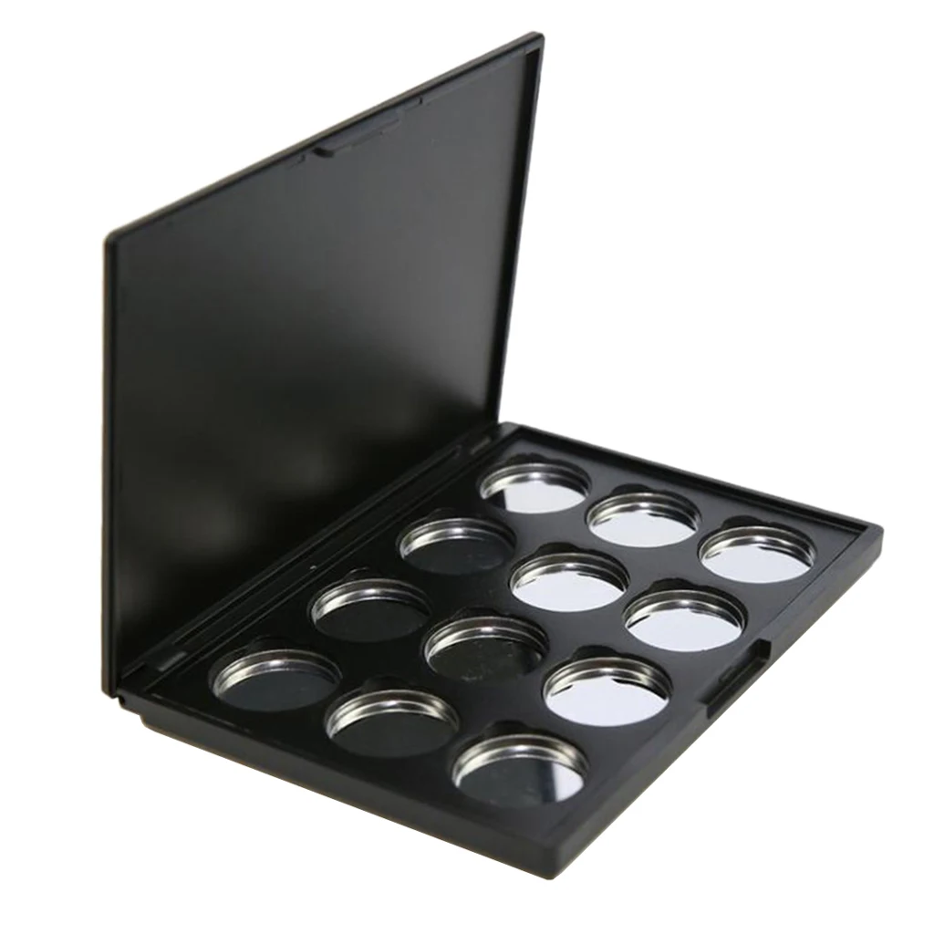 Empty Magnetic Palette for Eye Shadow Eye Makeup Loose Powders Storage, With 12 Pieces Inside Aluminum Pans, Black