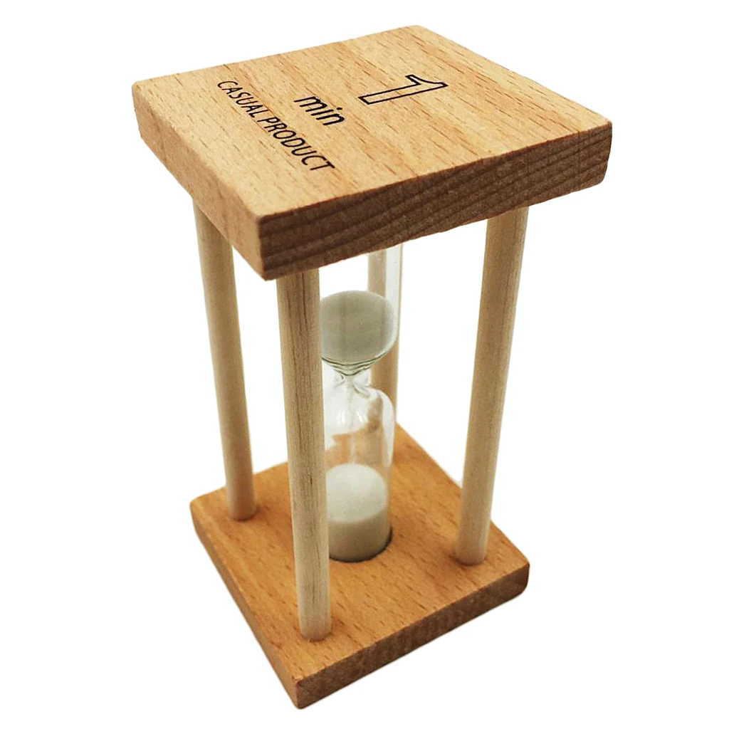 MagiDeal 1 Minutes Wooden Frame Hourglass for Kids Brushing Timer Kitchen Cooking Timer - White