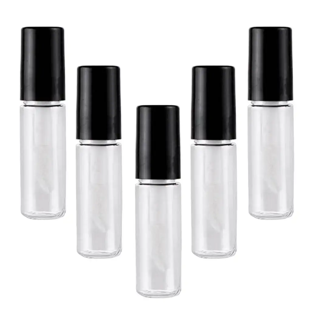 Plastic PETG 5pcs Refillable 2ml Clear Mini Liquid Lip Gloss Glaze Balm Tube Bottle with Wand for Lipstick Samples Women Girls