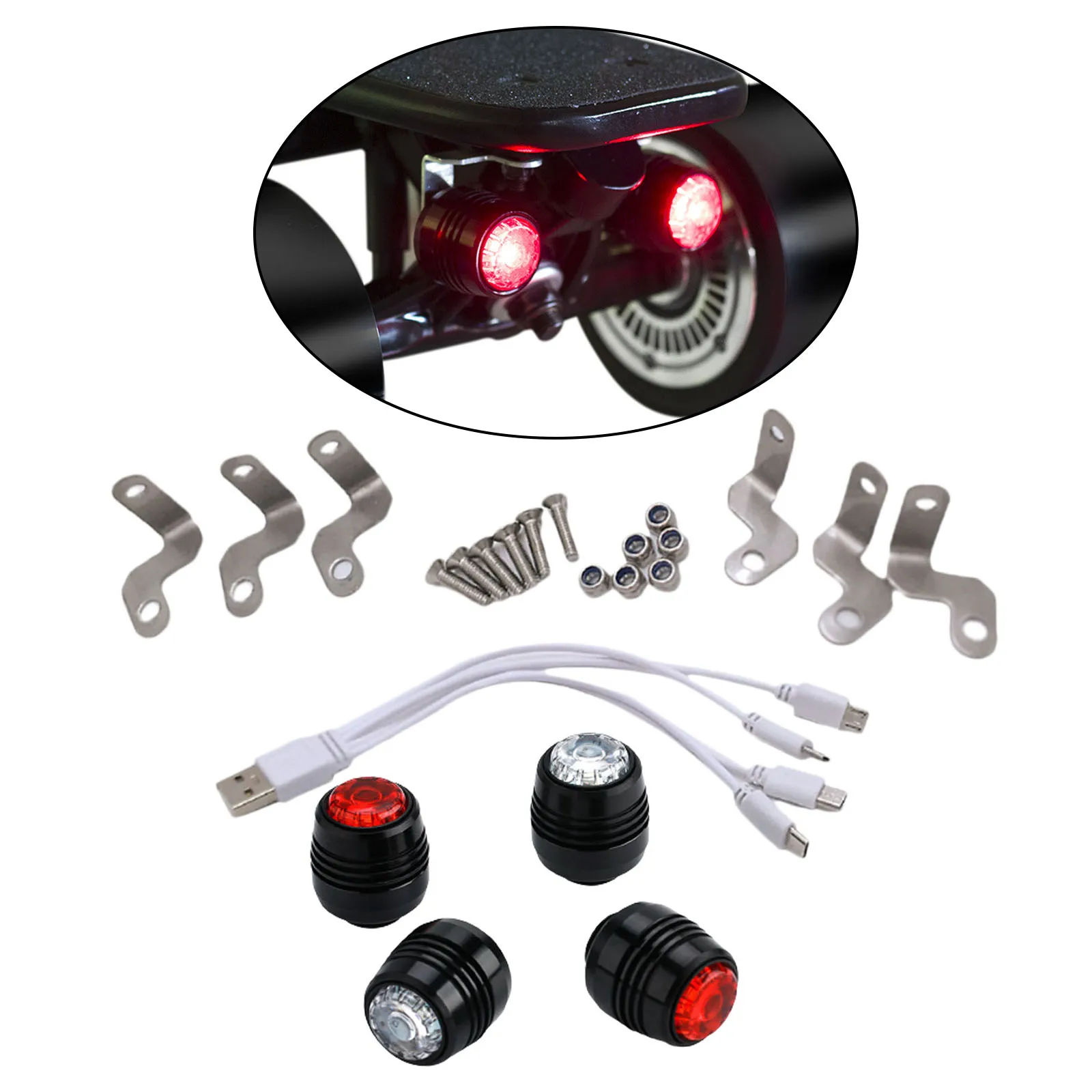 4Pcs Skateboard LED Lights Night Warning Lamp for Longboard Scooters Accessories Safety Lighting Parts