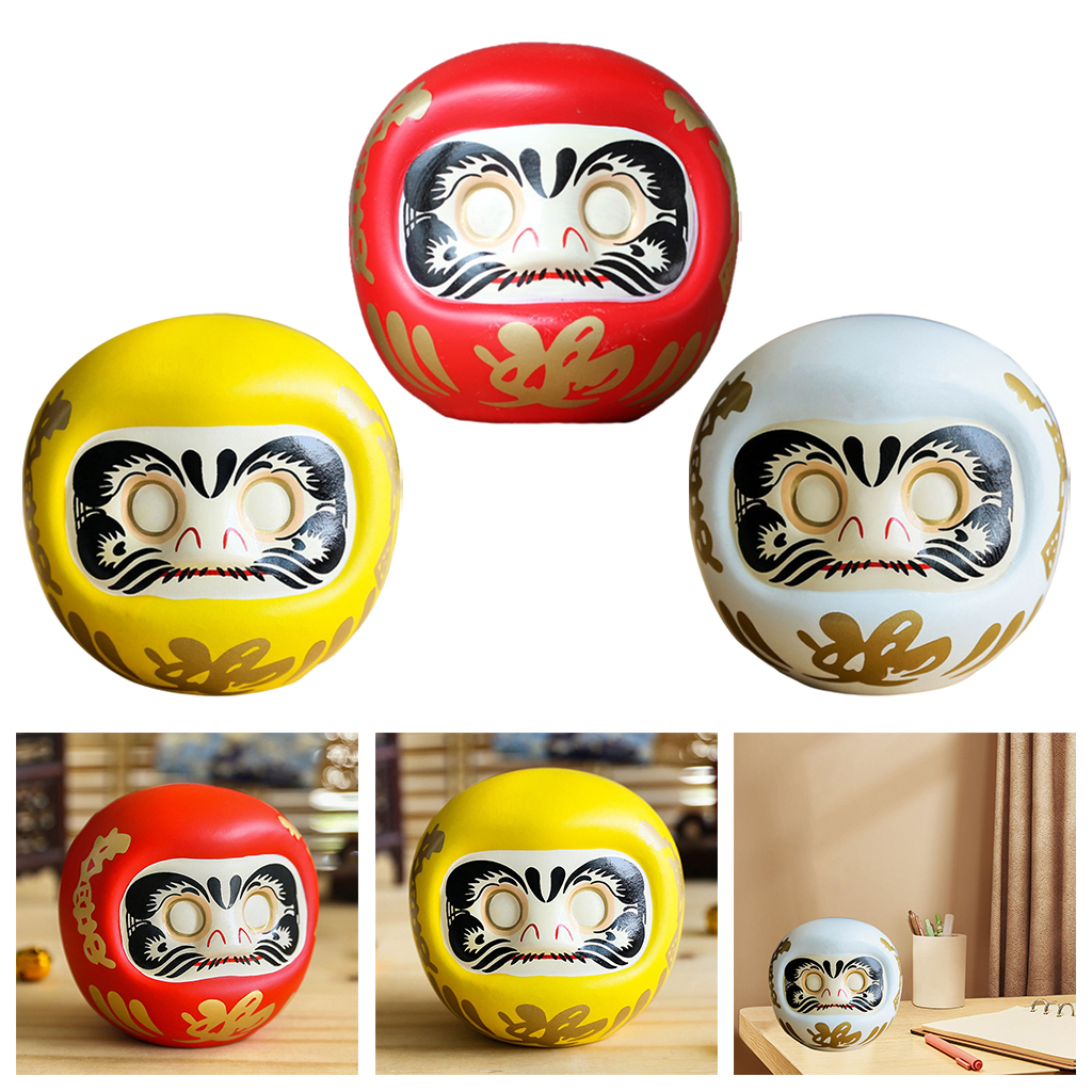 Japanese Ceramic Daruma Doll Lucky Cat Fortune Ornament Money Box Office Tabletop Feng Shui Craft Home Decoration