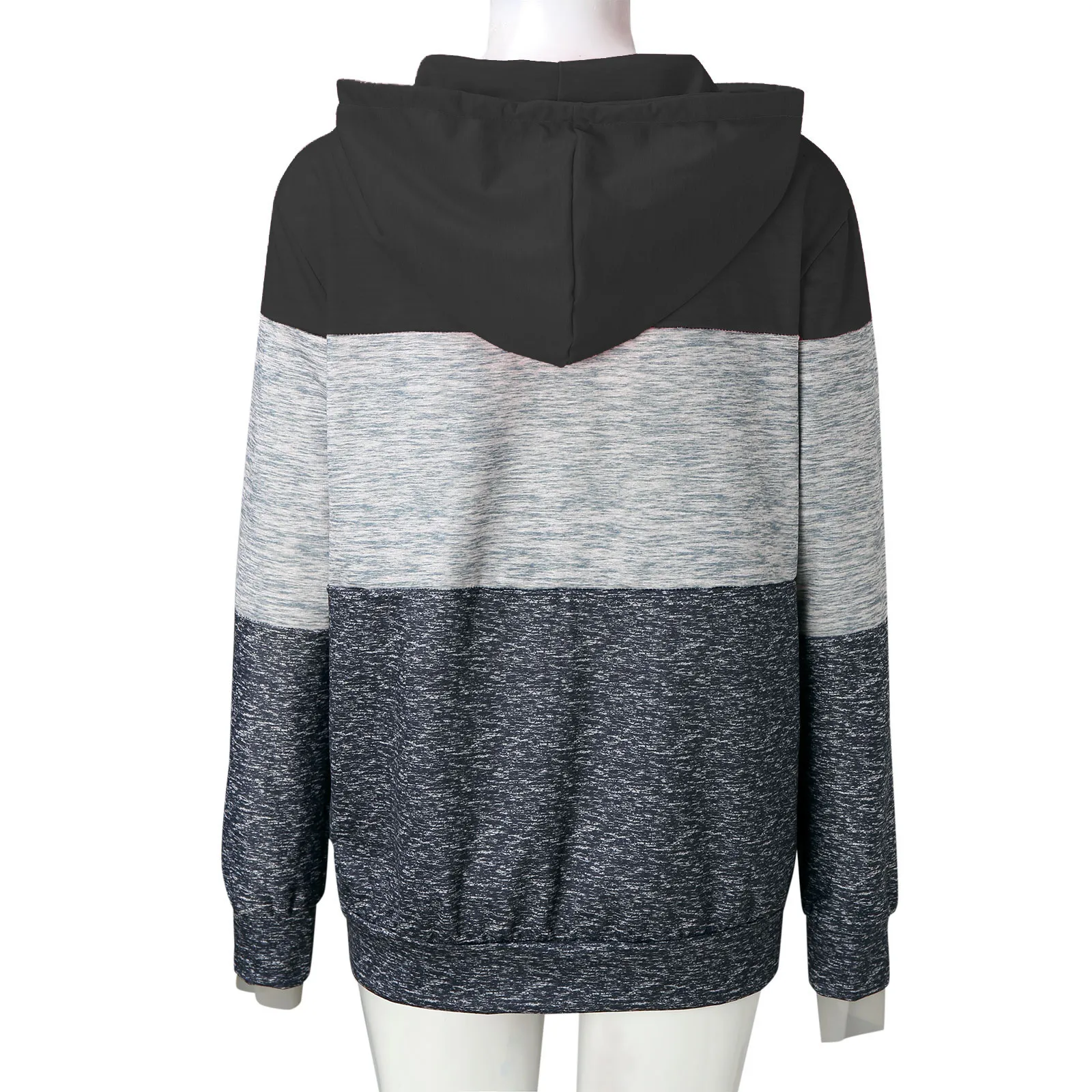 XTX Womens Color Block Long Sleeve Cropped Drawstring Fitness Tops Stylish Sweatshirts
