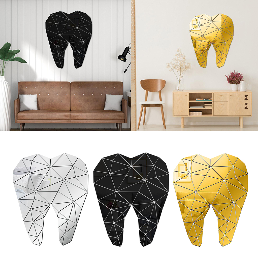 Dentist Acrylic Mirror Sticker Wall Poster  Clinic Stickers Teeth Clinic Wall Decal Removable  Shop Decoration
