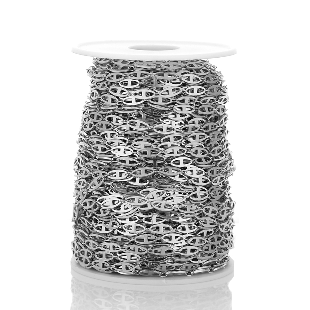1 Meter ovale flache Edelstahlketten für DIY-Schmuckherstellung, Vintage-Armband, Damen, Halskette, Zubehör, Zubehör – Detail 3