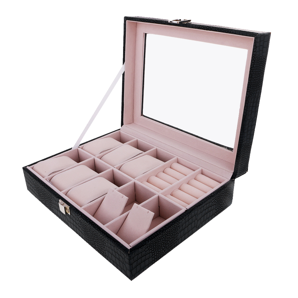 Mens Watch Storage Box PU Leather Watch Display Case Jewelry Organizer