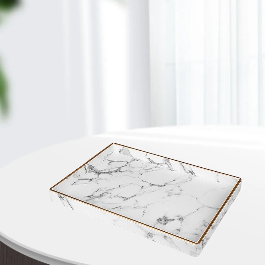 Nordic Marble Texture Table Tray Jewelry Organizer Display Tray Kitchen Washing Table Organizer Plate