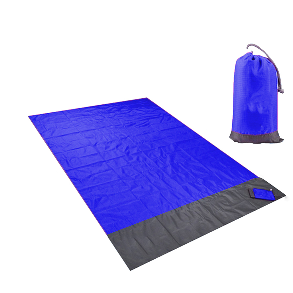 Outdoor Beach Blanket Water Resistance Picnic Mat 140x210cm Lightweight Camping Tarp Sheet with 4 Fixed Nails and Carry Bag