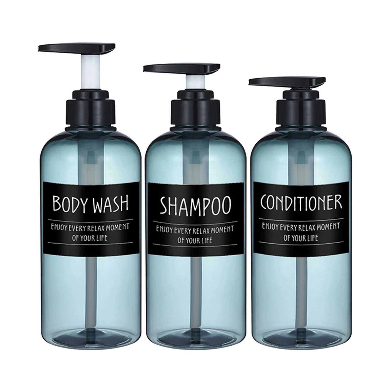 3pcs Liquid Soap Dispenser Bottle Set Shampoo Body Wash Shower Gel Bottle Outdoor Travel Empty Bottle Set 300/500ml with Label