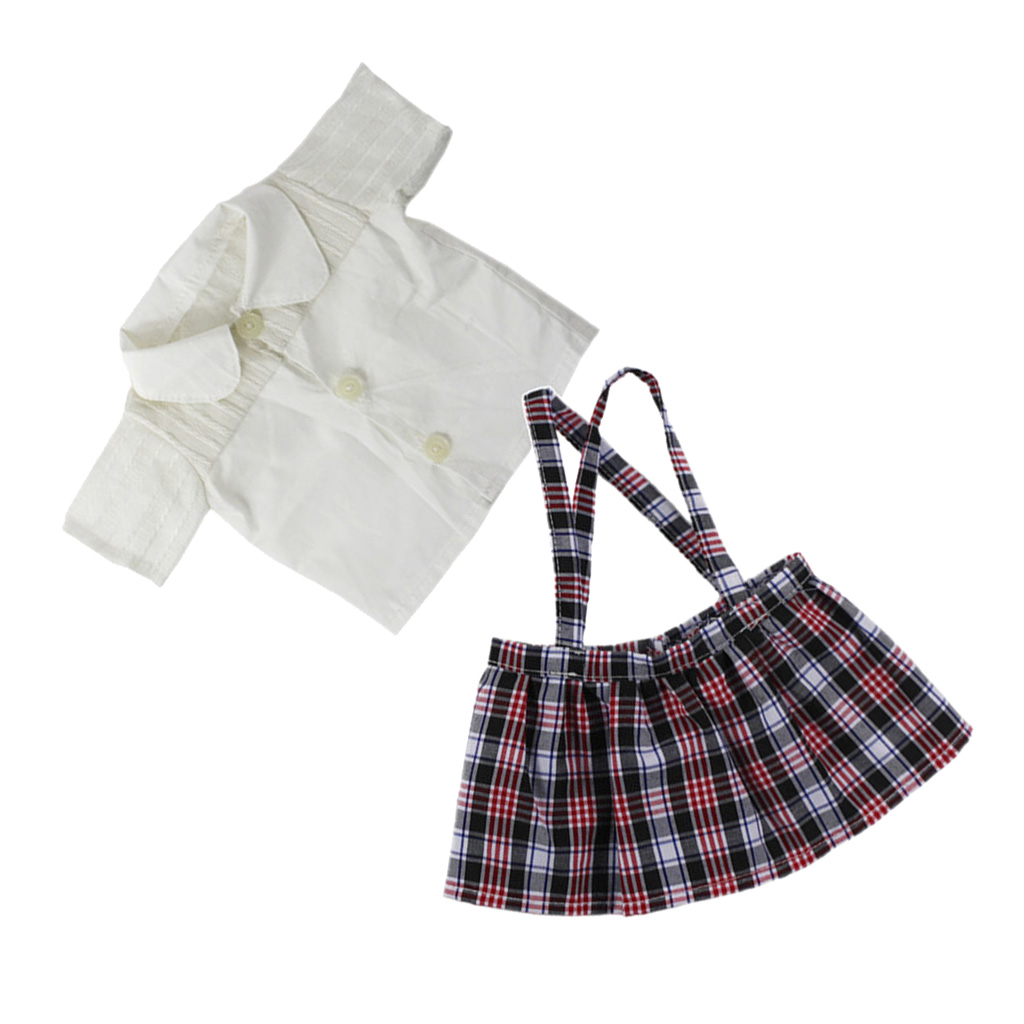 Stylish Short Sleeve T-shirt Suspender Skirt Dress Outfit for American Doll My Life Dolls Clothes Accessories