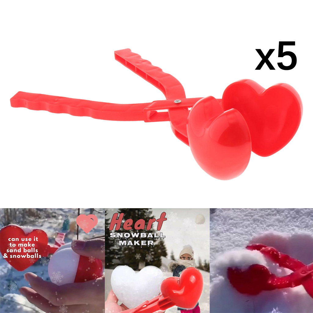 5Pcs Snow Ball Maker Snowball Sand Mold Toys Outdoor Heart Shaped Snowball Clips
