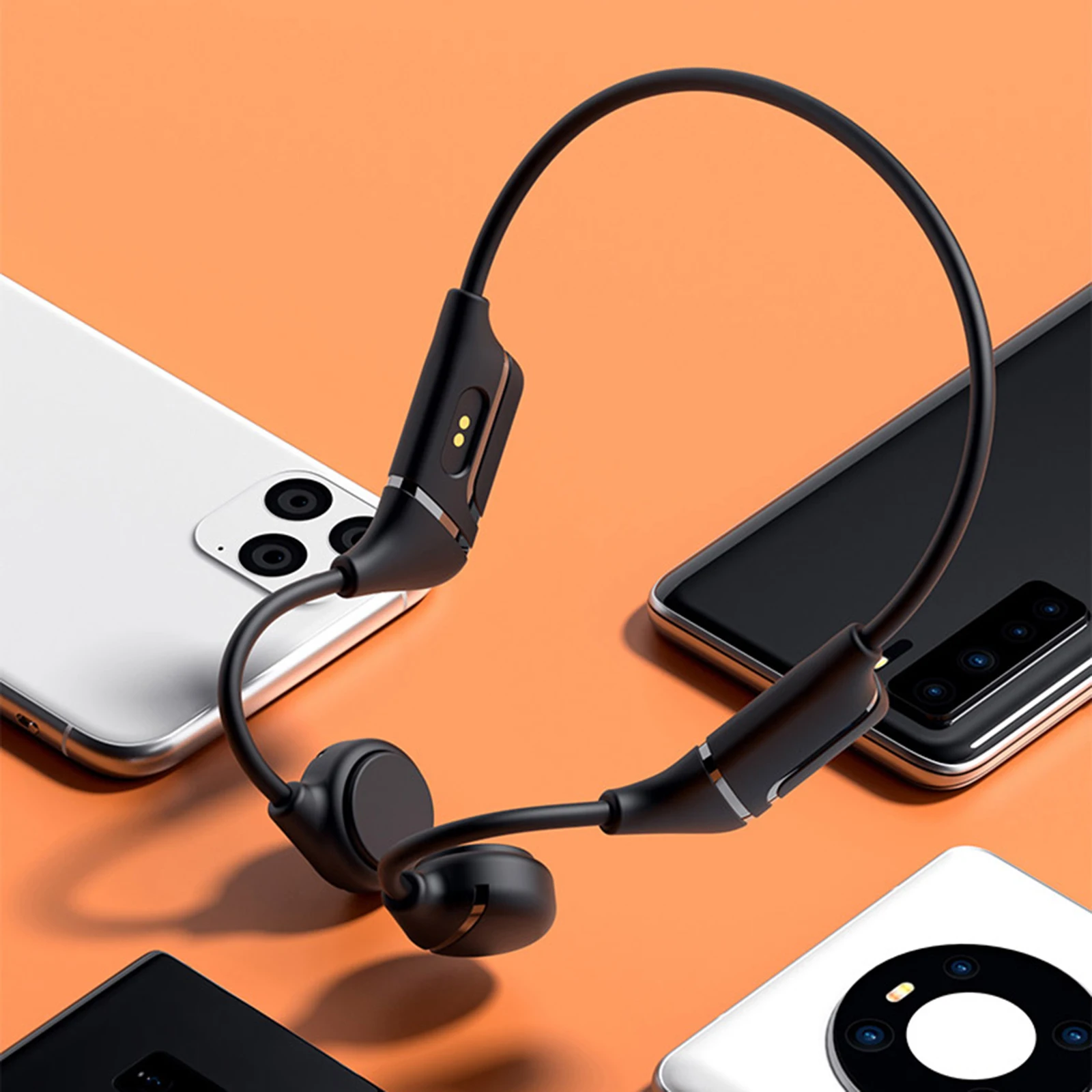 Bone Conduction Headphones USB Earphone Music Player Low Latency Ultra-Light Sweatproof for Hiking Driving Running Gym Sport