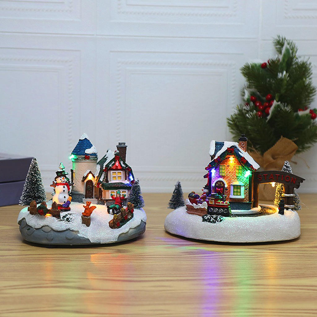 Resin Christmas Village Houses Musical Winter Collection Snow Scene for Kids Adults Teens