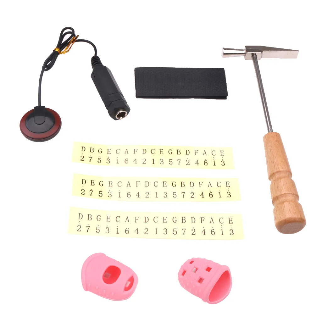 Piano Tuning Hammer Tool+Finger Guards+Note Sticker+Pickup for Kalimba Thumb Piano Repair Parts